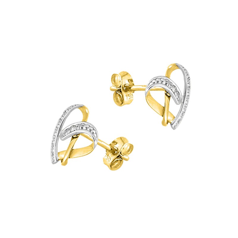 Boucles d'oreilles femme bicolores - Diamant - Or 18 Carats