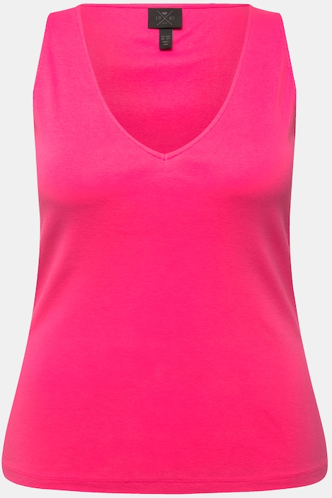 Top, Rippjersey, Slim, V-Ausschnitt, ärmellos