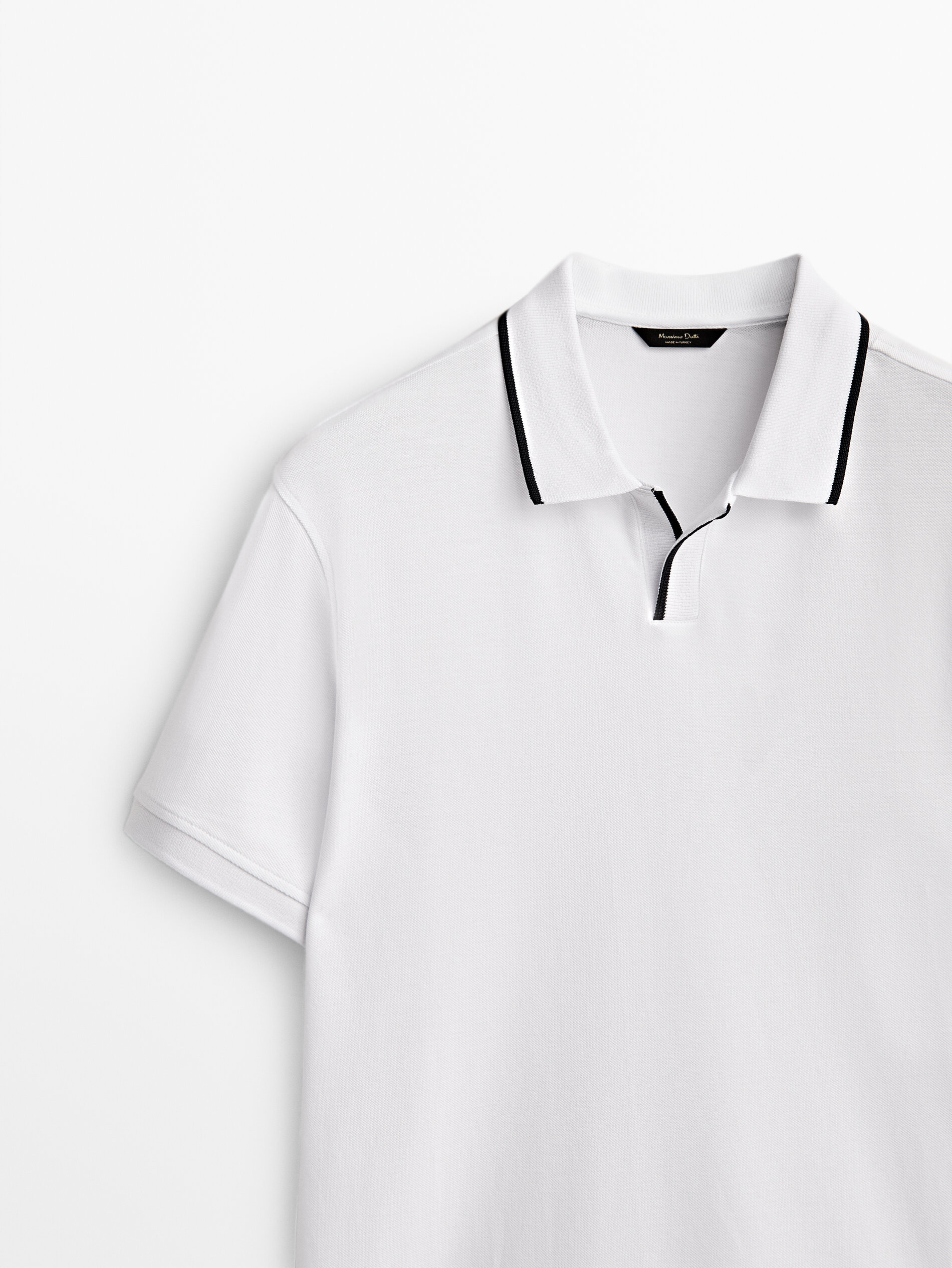 Cuello Camisa polo manga curta contrastante - BLANCO
