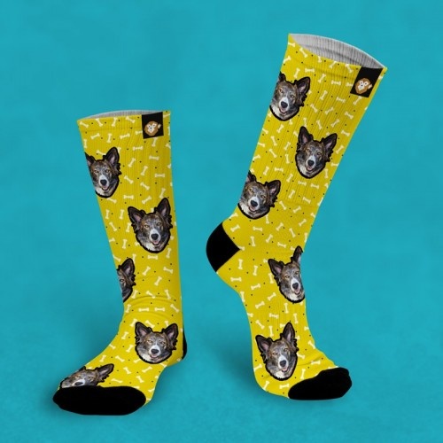 Meias personalizadas para cachorro, tamanho 1, amarelas.