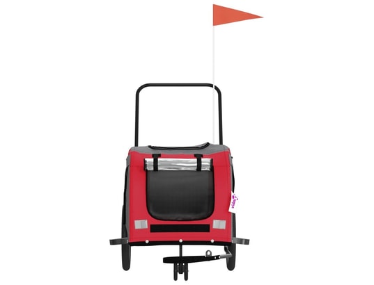 VIDAXL - Remorque de vélo pour chien rouge et gris tissu oxford et fe...