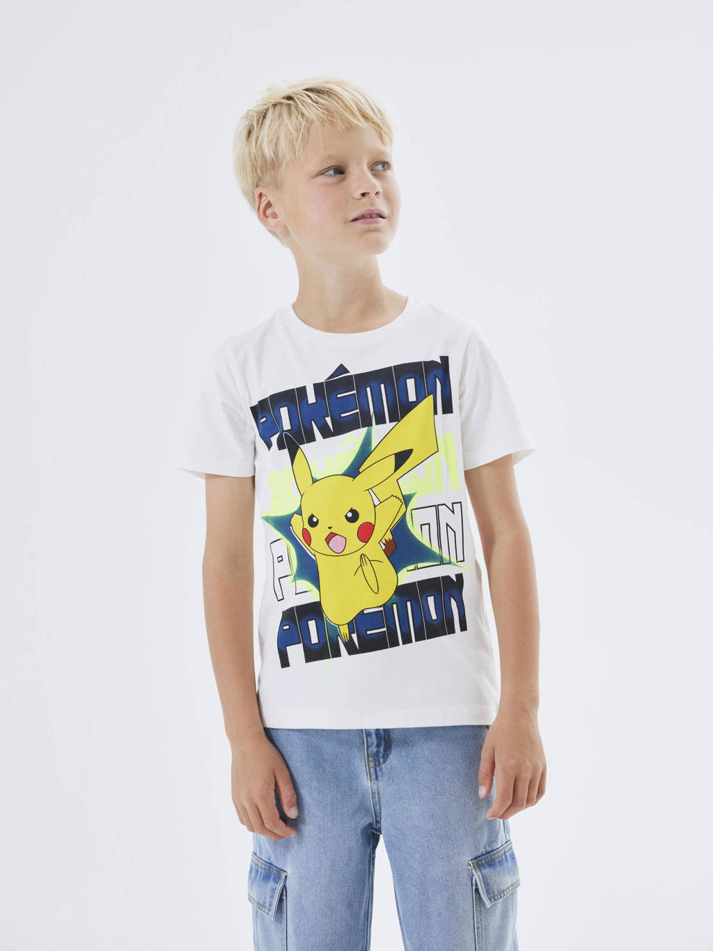 NAME IT Pokemon T-shirt NKMMACI met printopdruk wit