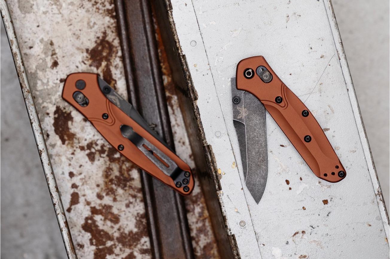 Benchmade 940BK-03 Osborne, DLC Battlewash CPM MagnaCut, Burnt Copper Aluminum zakmes, Warren Osborne design