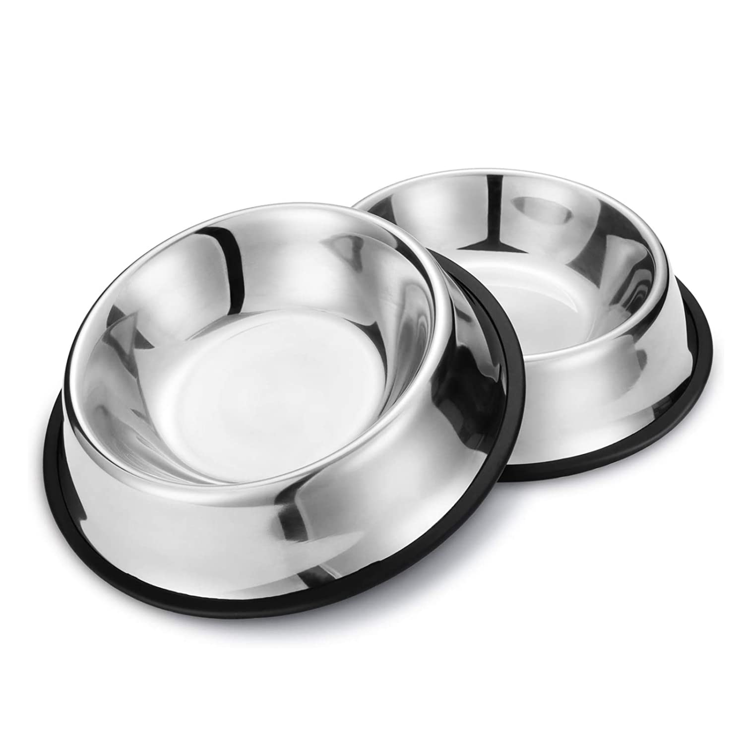 Nobleza - Conjunto de 2 Tigelas para Cães em Aço Inoxidável, Tigela Antiderrapante para Cães, Tigela para Animais de Estimação em Aço Inoxidável com Base de Borracha Antiderrapante para Cães de Porte Médio/Grande (22,5 cm)