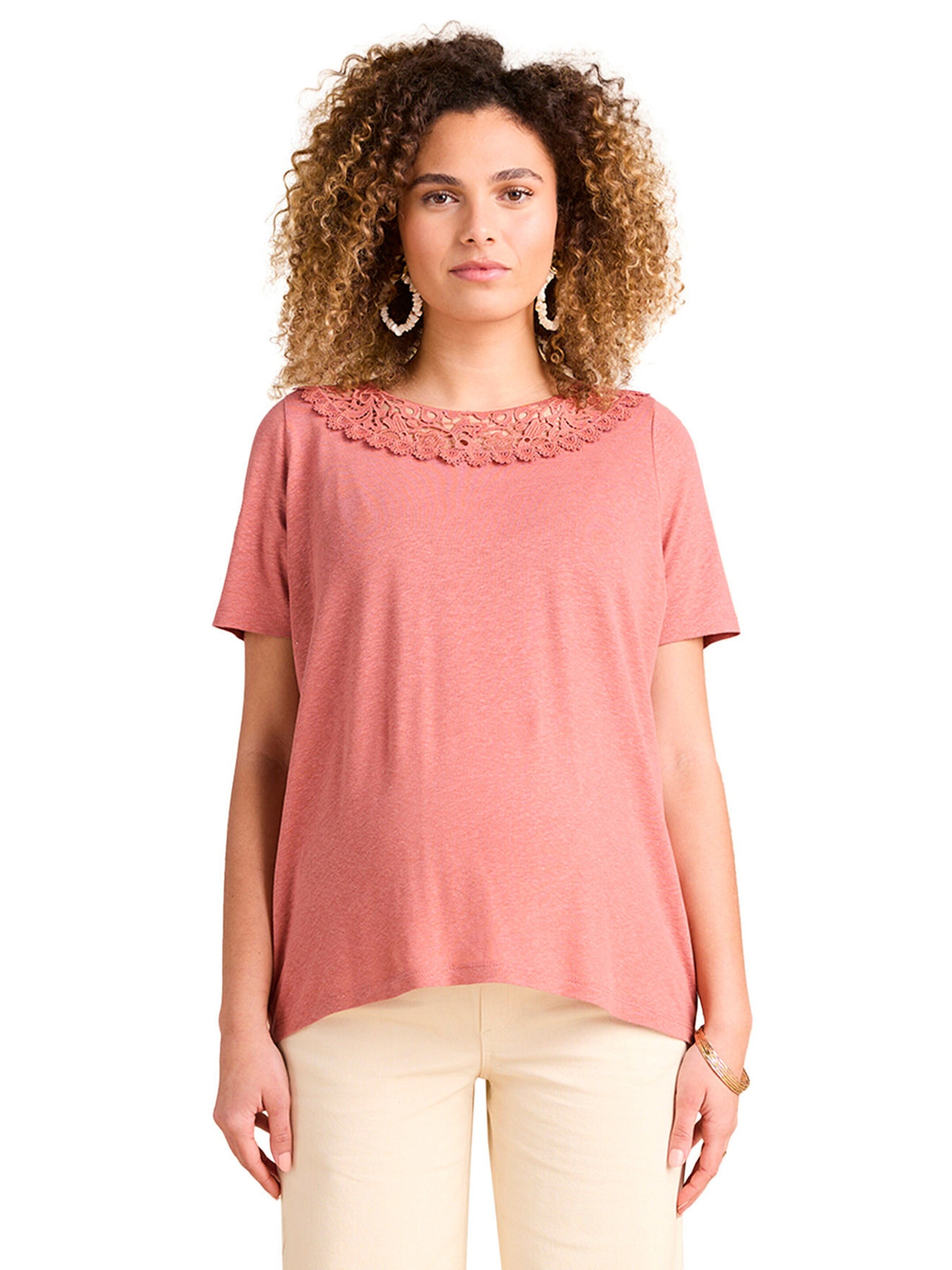 Envie de Fraise Wendbares Umstandsshirt mit Makramee-Spitze terrakotta farbe