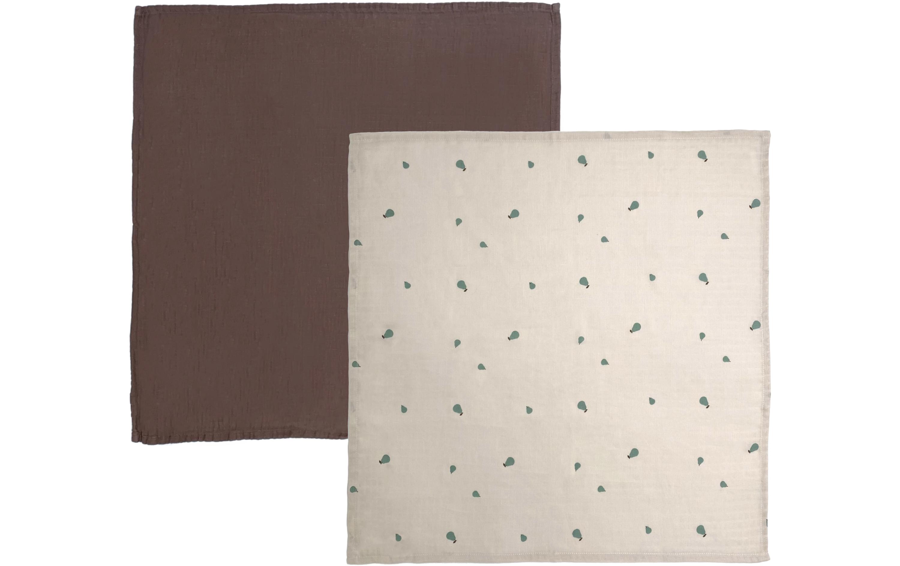Mulltuch Yummi Muslin 2 Stück, Braun/Weiss 70 cm x 70 cmMusselintücher aus Bio Baumwolle