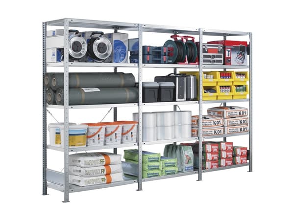 Startsektion Boltless lagerreol, rygkryds 2000x1000x300 250 kg/hylde
