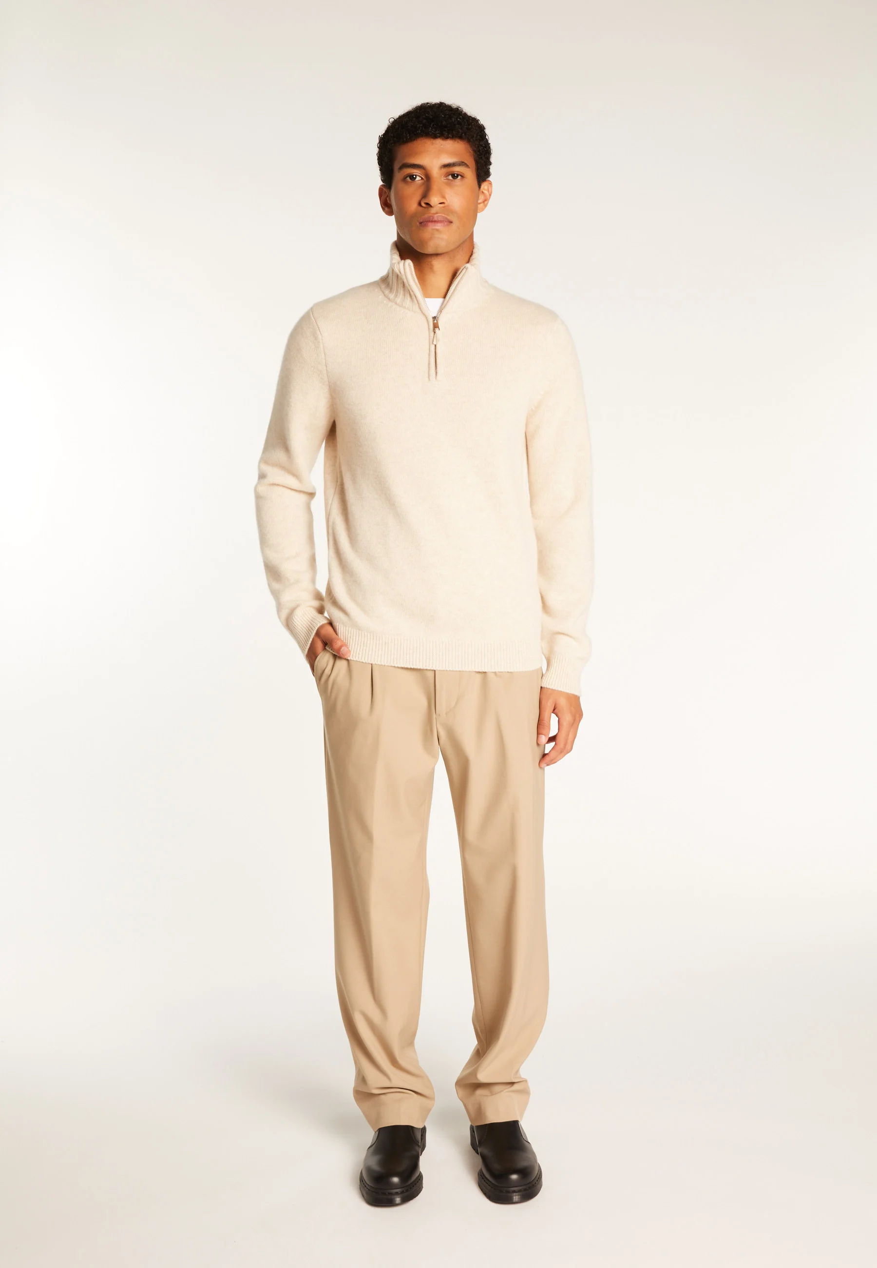 EMILIANO DUO - Pull camionneur en cachemire 6 fils | Beige