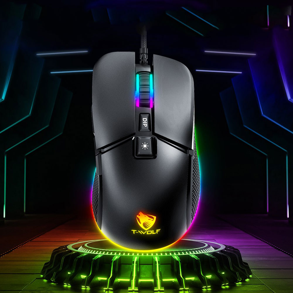 Optische Kabelgebundene Gaming Maus 7200 DPI mit RGB LED - Schwarz