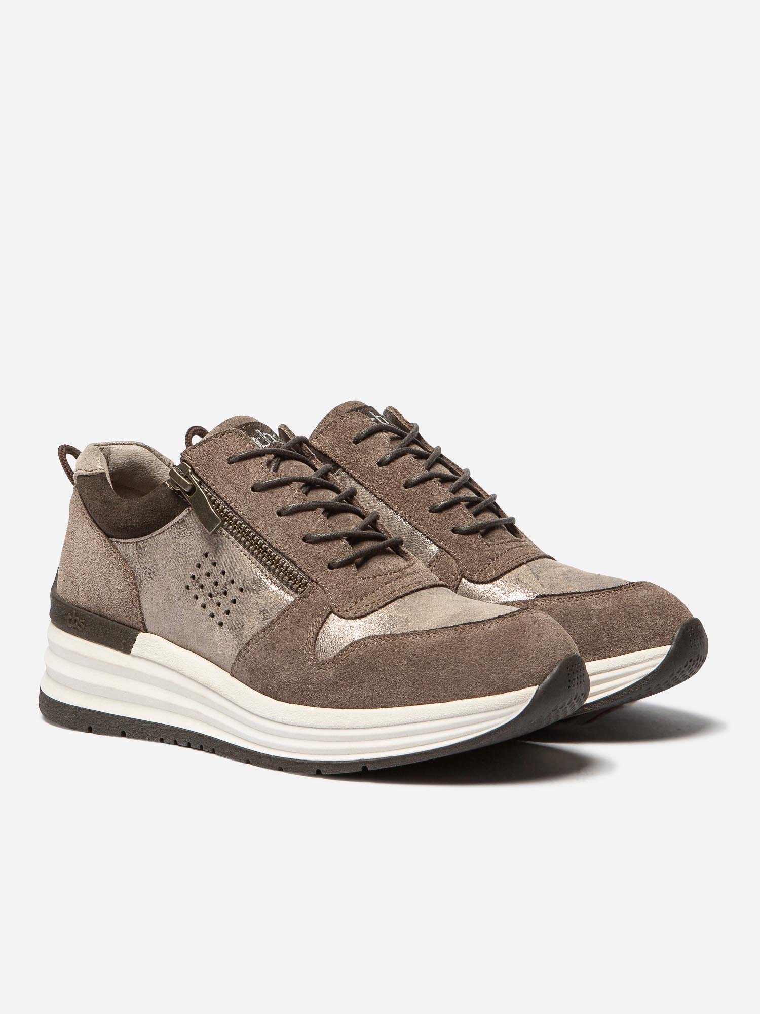 Baskets Femme Semelle Compensée Cuir Marron