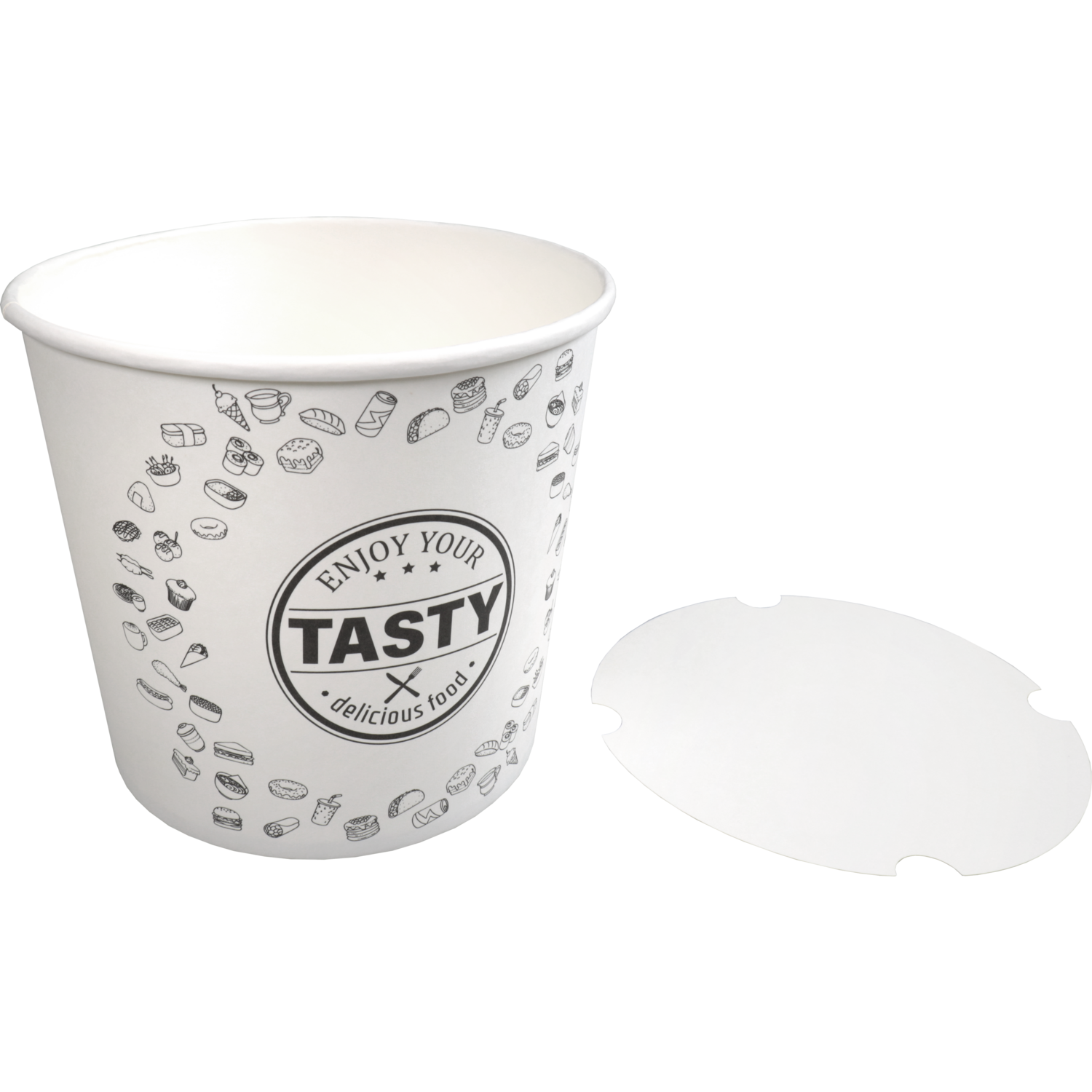 Bak, Karton + PE, 2150ml, TASTY, incl. deksel, foodbucket, 160mm, wit
