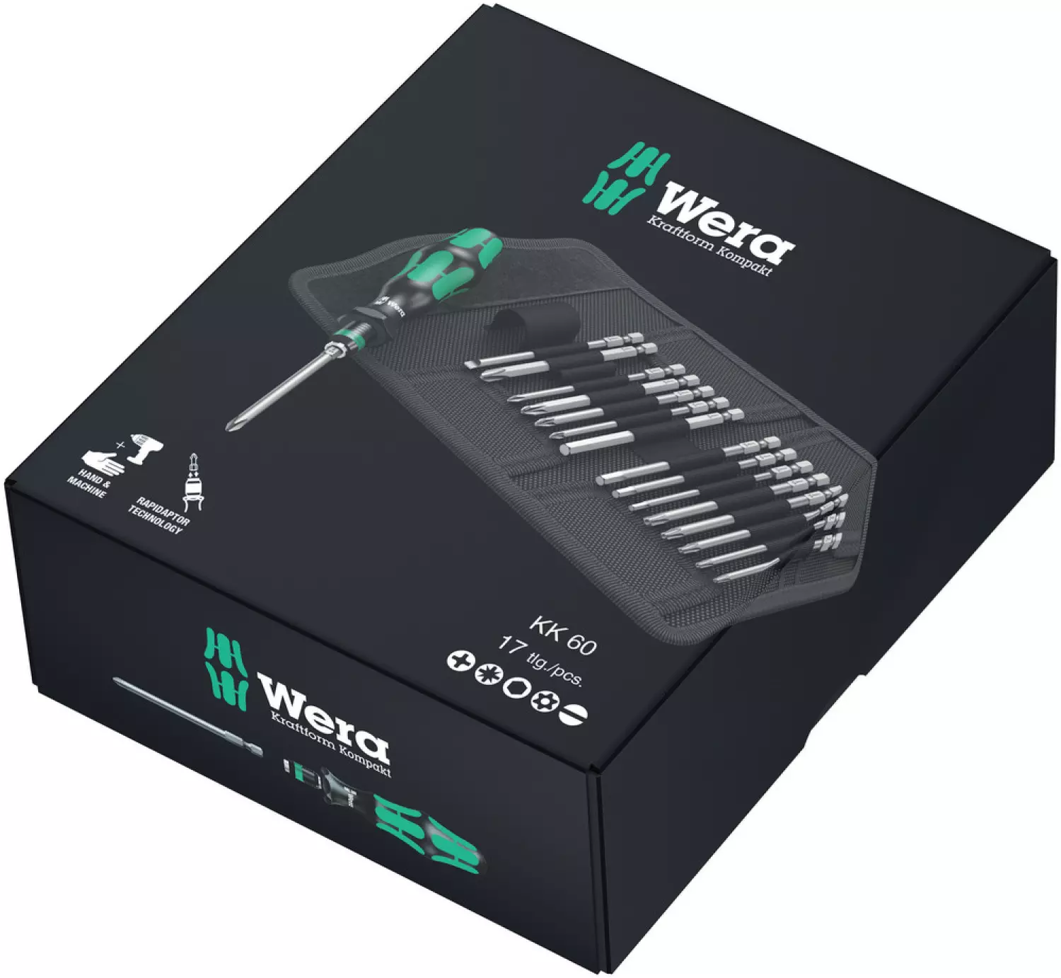Wera 05059295001 17 delige Kraftform Kompakt 60 Schroevendraaierset - PH/PZ/HX/TXBO
