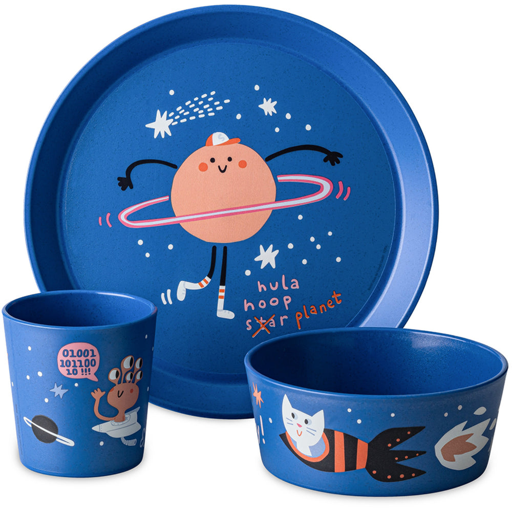 Køb Koziol Organic Space Blue Small Tallerken + Skål + Kop Connect Space