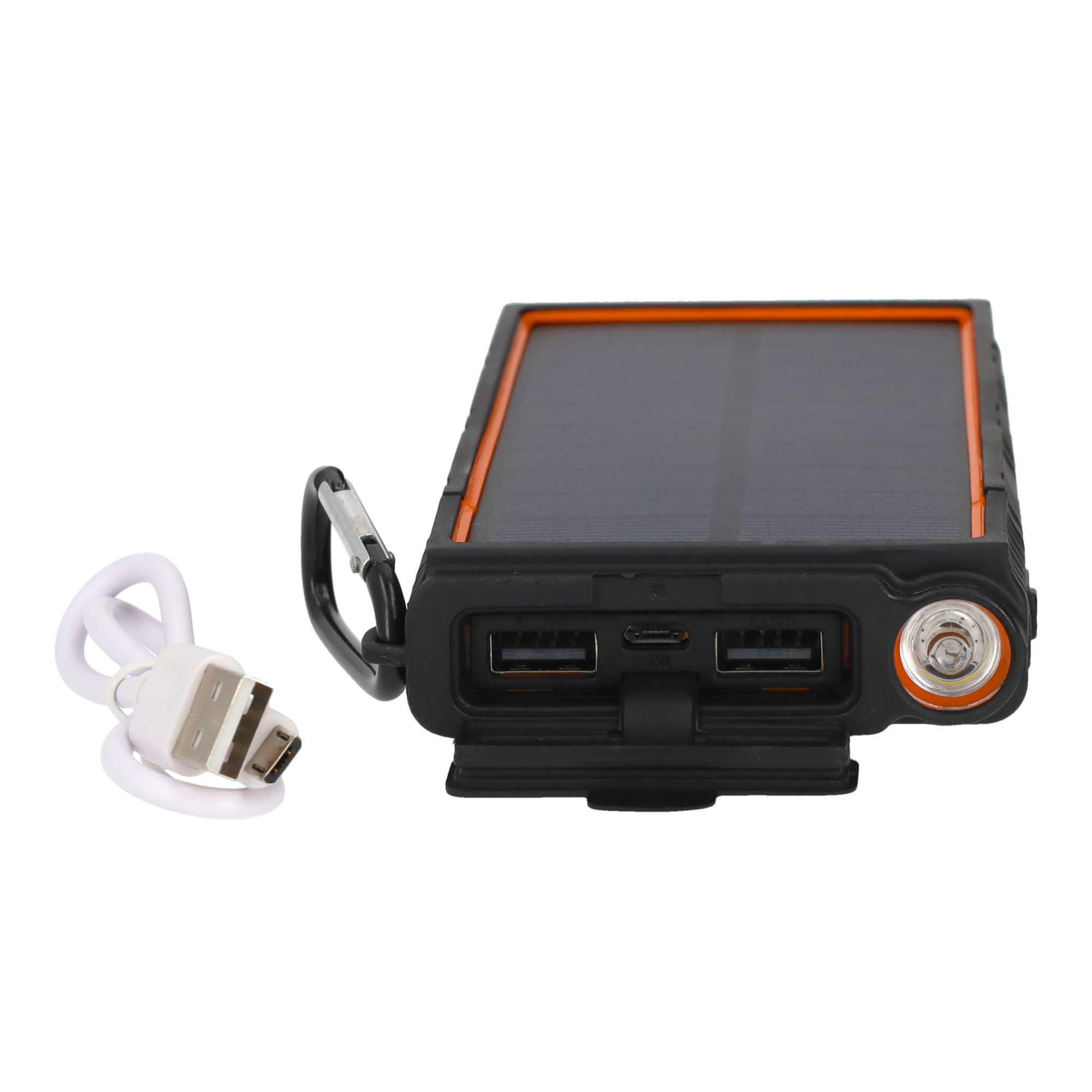 Spritzwassergeschütze 1.5W Outdoor Solar Powerbank 10000mAh mit Taschenlampe (IP66) - Schwarz / Orange