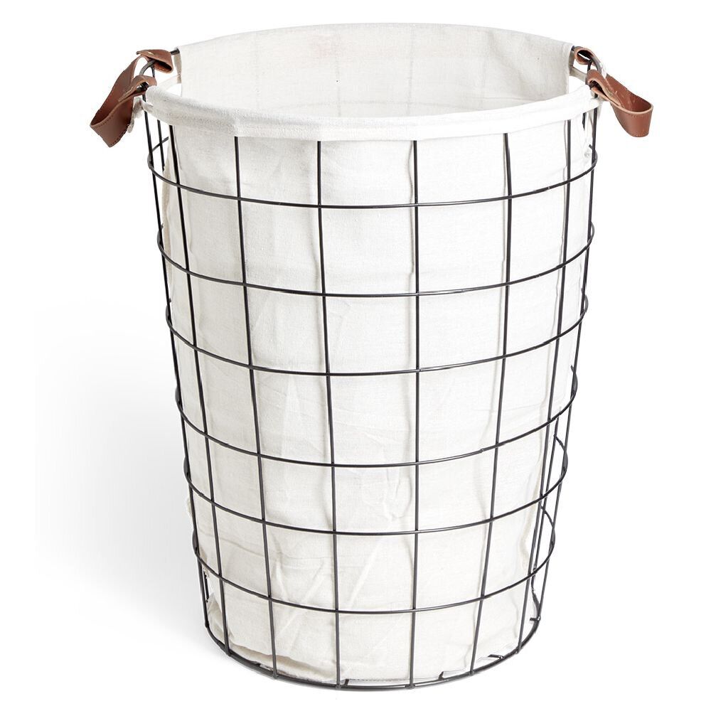 Panière à linge 48L en métal noir