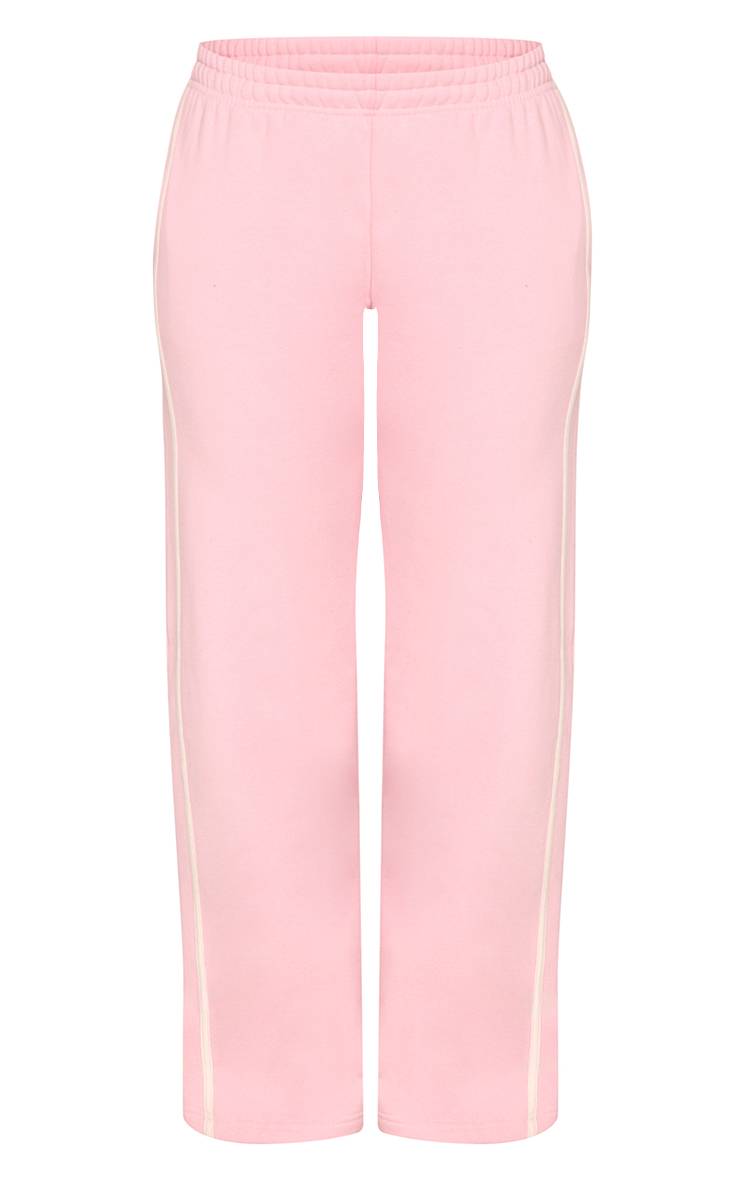 Rose Jogging Jambe Large Appliqué Contraste Jadore Shape