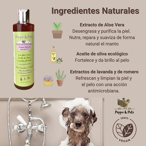 Peppo and Pets - Kit Spray de Shampoo e Condicionador Natural para Cães