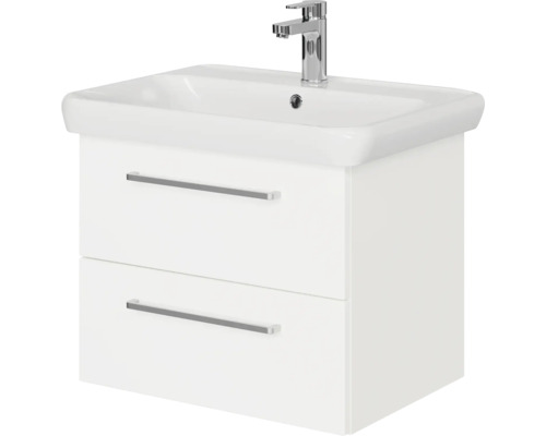 Pelipal Sunline 105 badkamermeubelset (B x H x D 69 x 200 x 48,5 cm), hoogglans witte fronten, met keramische wastafel, badmeubel en spiegelkast met LED-verlichting