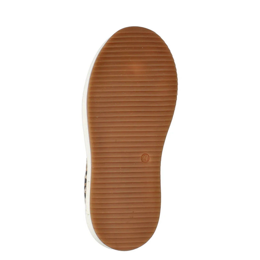 Nelson Kids suède sneakers met panterprint beige/zwart