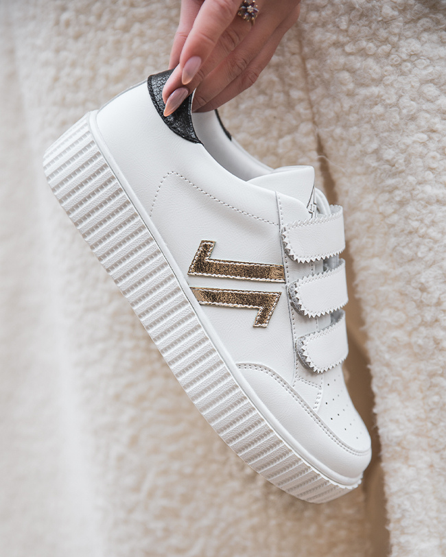 Basket femme blanche creepers à scratch - CL70 WHITE