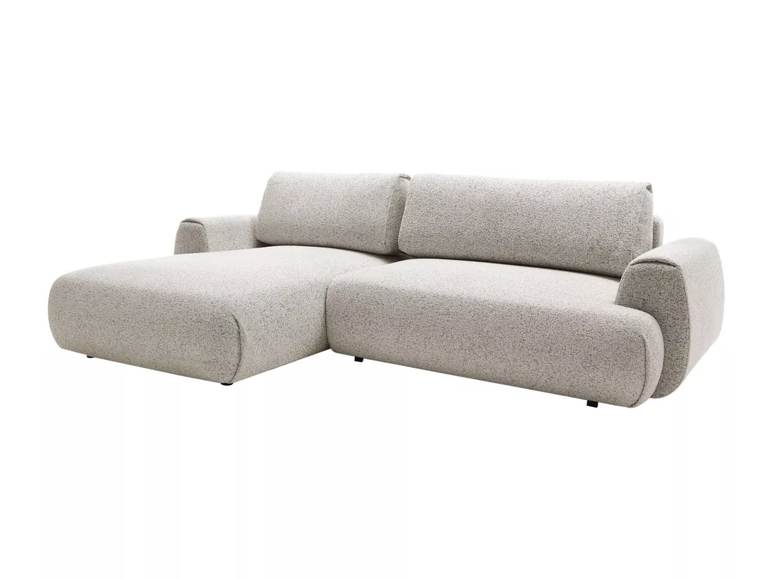 Canapé d'angle gauche convertible en tissu texturé gris clair MONELIA