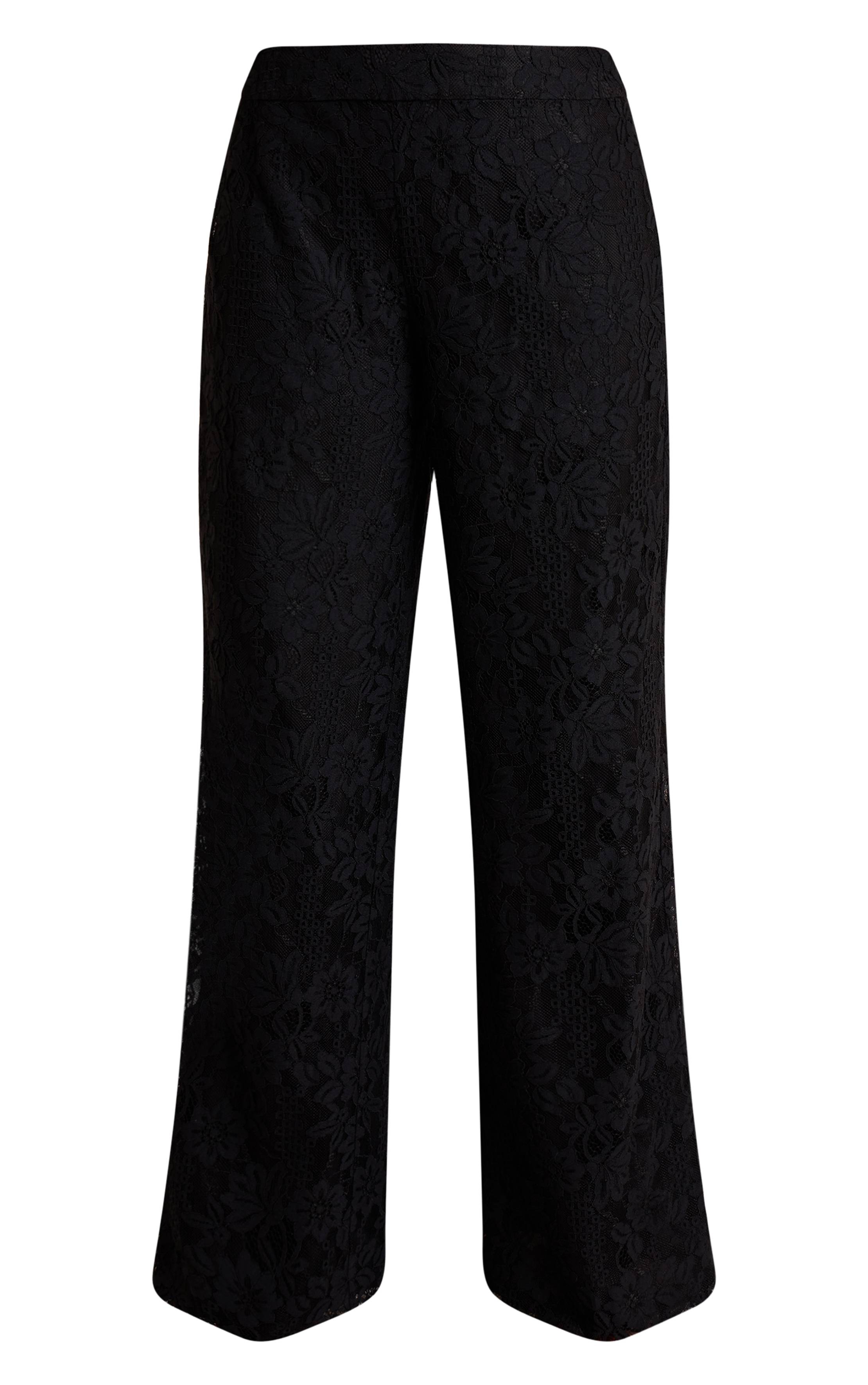 Noir Pantalon Large En Dentelle Ensemble Coordonné