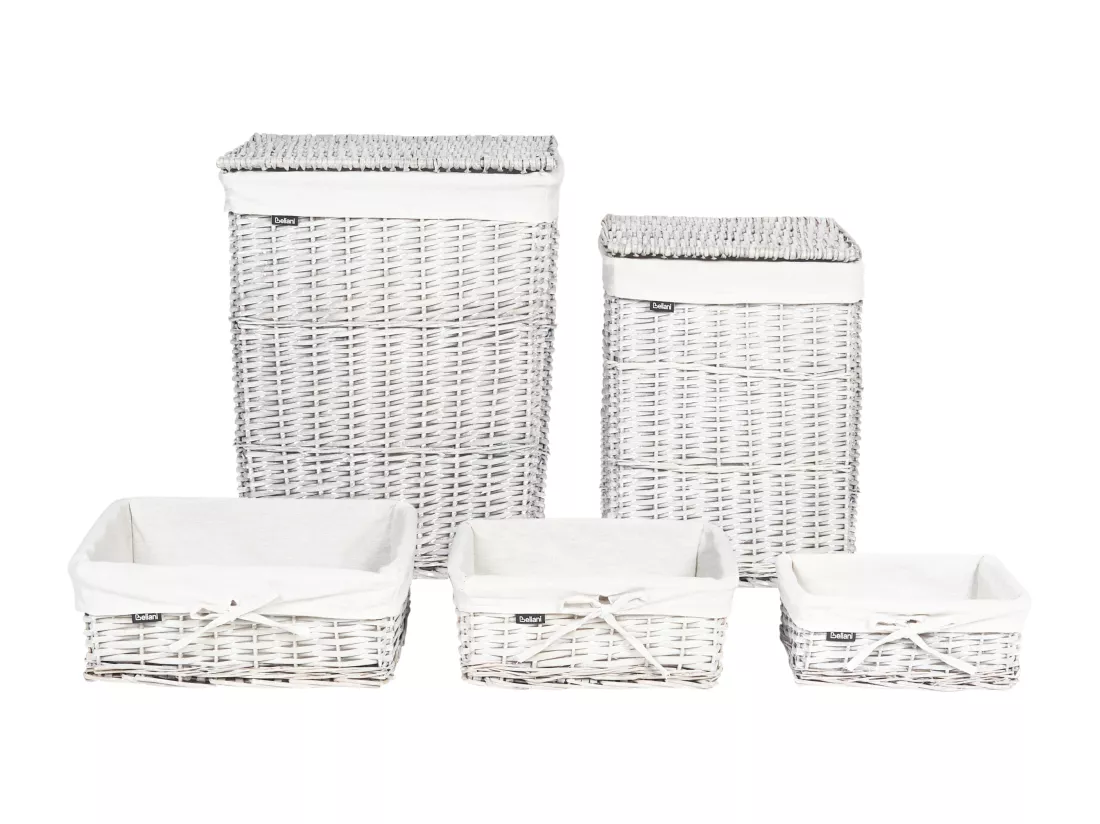 Lot de 5 paniers en saule blanc ELLA