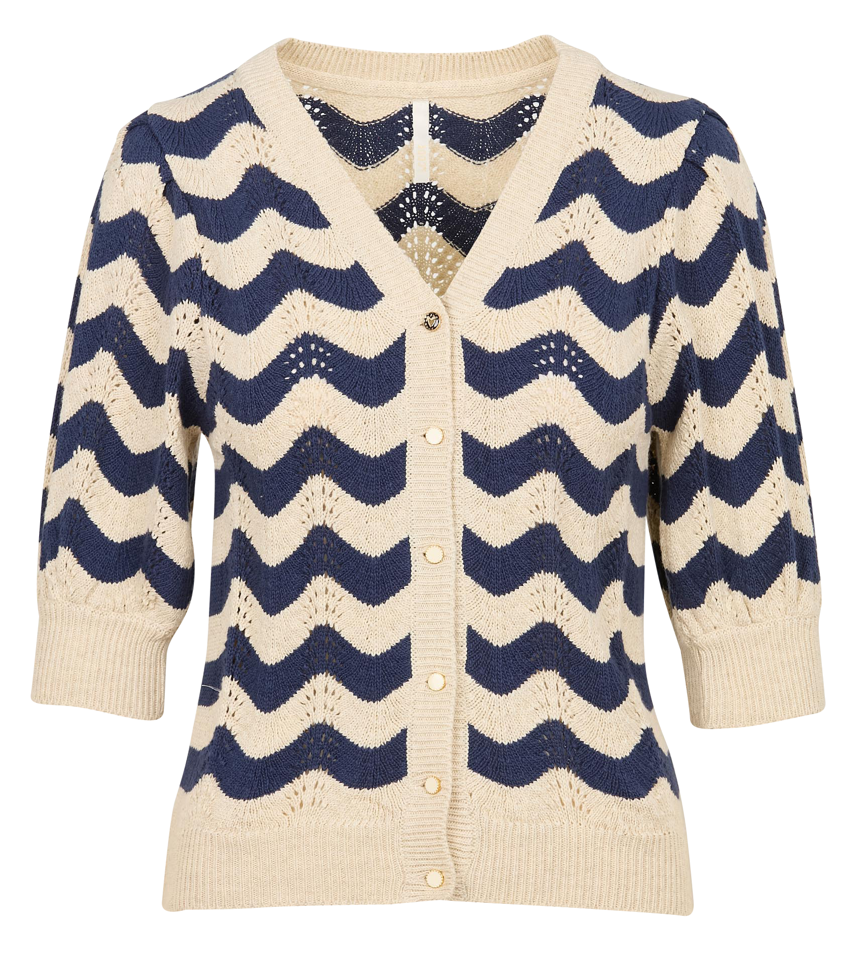 Gilet manches courtes rayé en coton mélangé | Bleu
