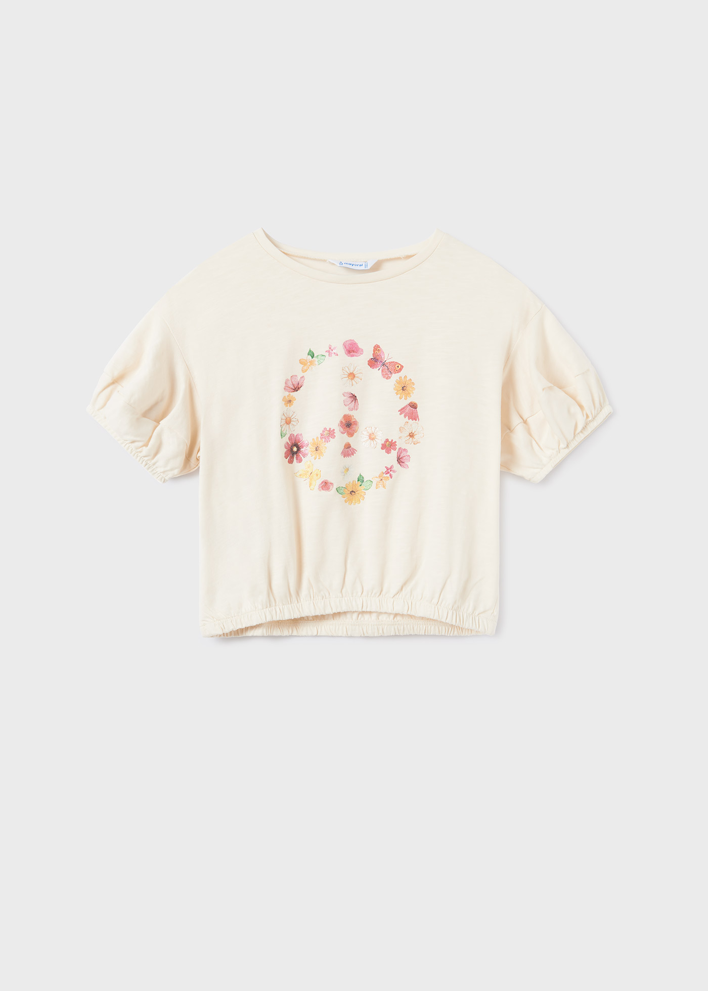 Camiseta feminina de algodão sustentável com mangas bufantes