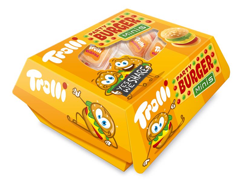 Trolli Gummibonbons Mini Burger Box 150 g Klassische Trolli Gummiburger in Snackbox