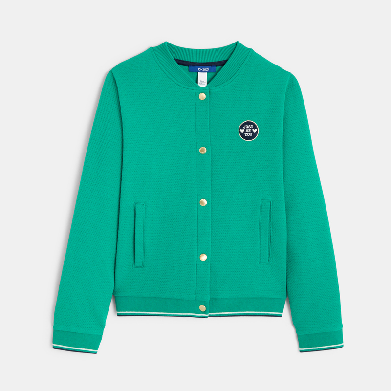 Sweat Teddy en molleton vert fille