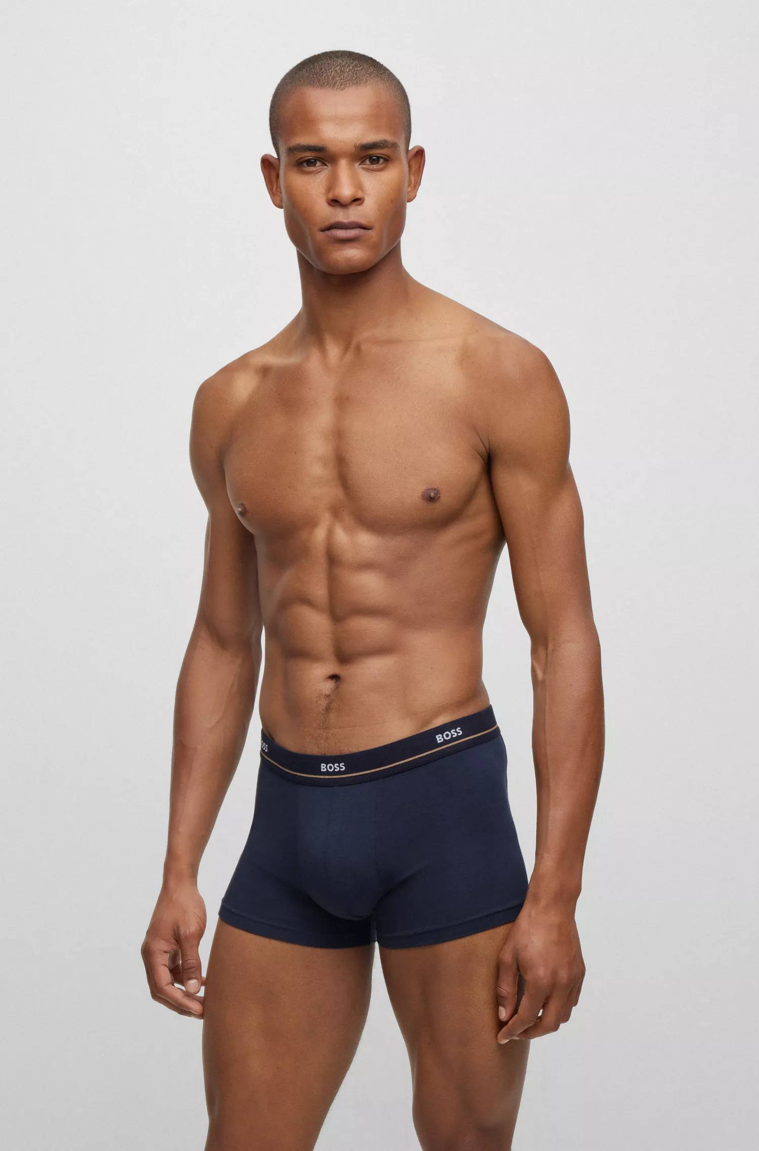 BOSS Black - Pacote com cinco cuecas boxer de algodão elástico com cós com logotipo.