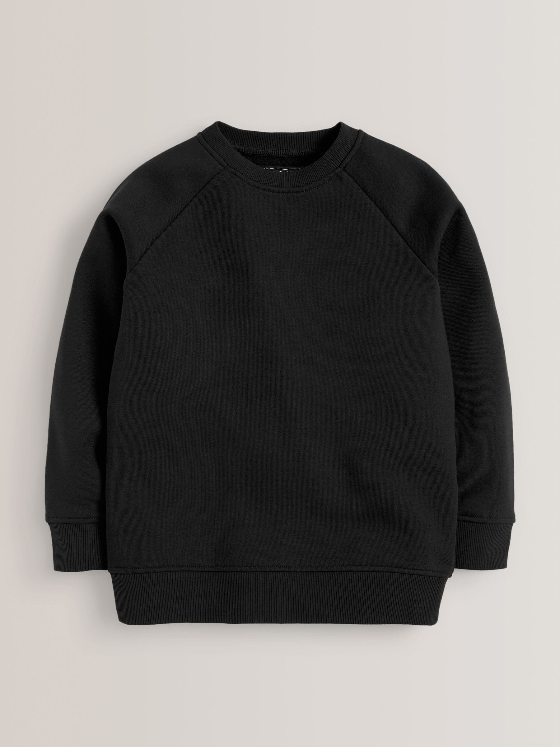 Zwart - Schoolsweater met ronde hals (3-16jr)