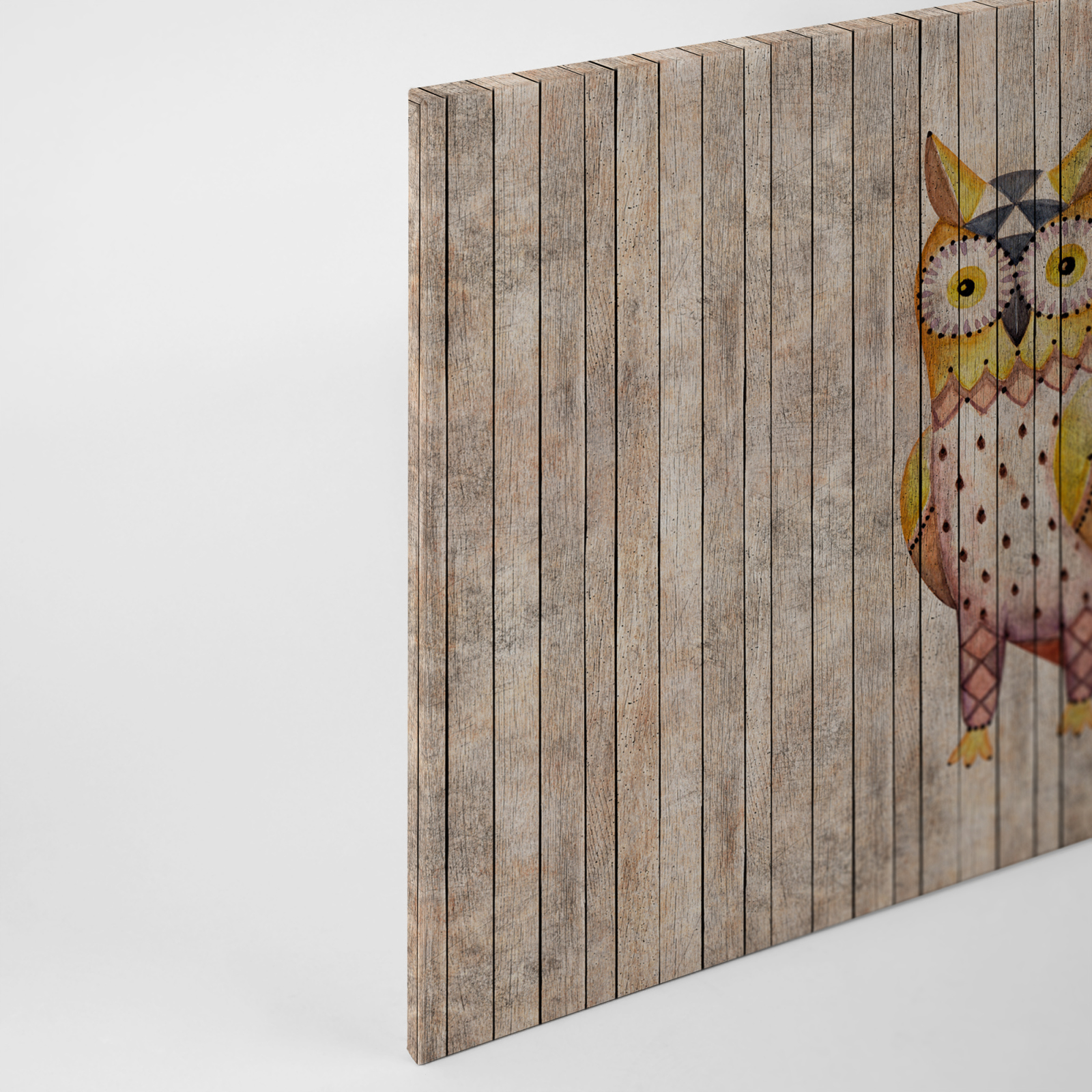 Leinwandbild EULE - braun-gelb - 90x60 cm