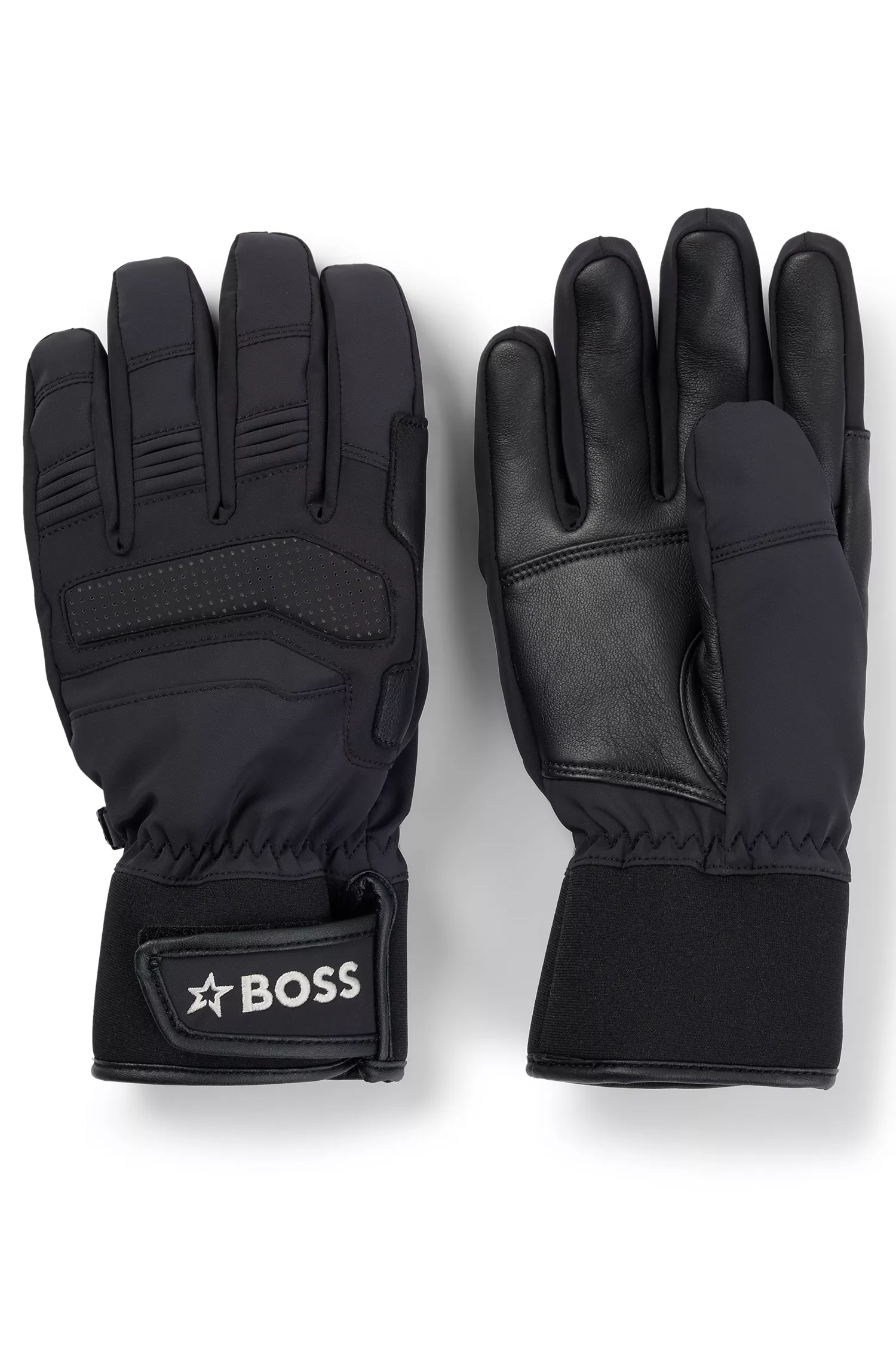 Luvas de esqui BOSS Black-BOSS x Perfect Moment em materiais mistos com couro.