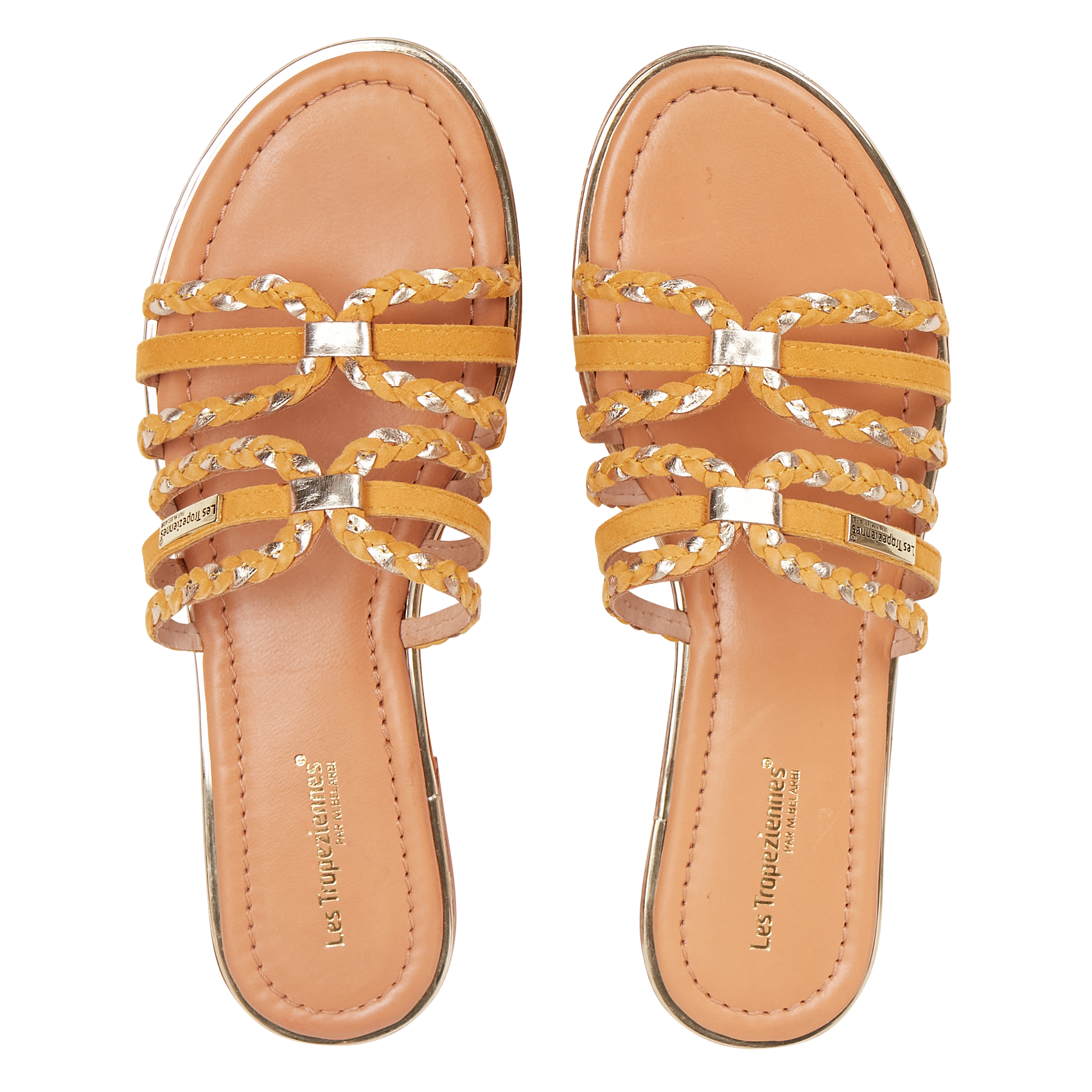 HARIA - Mules plates en croûte de cuir| Jaune