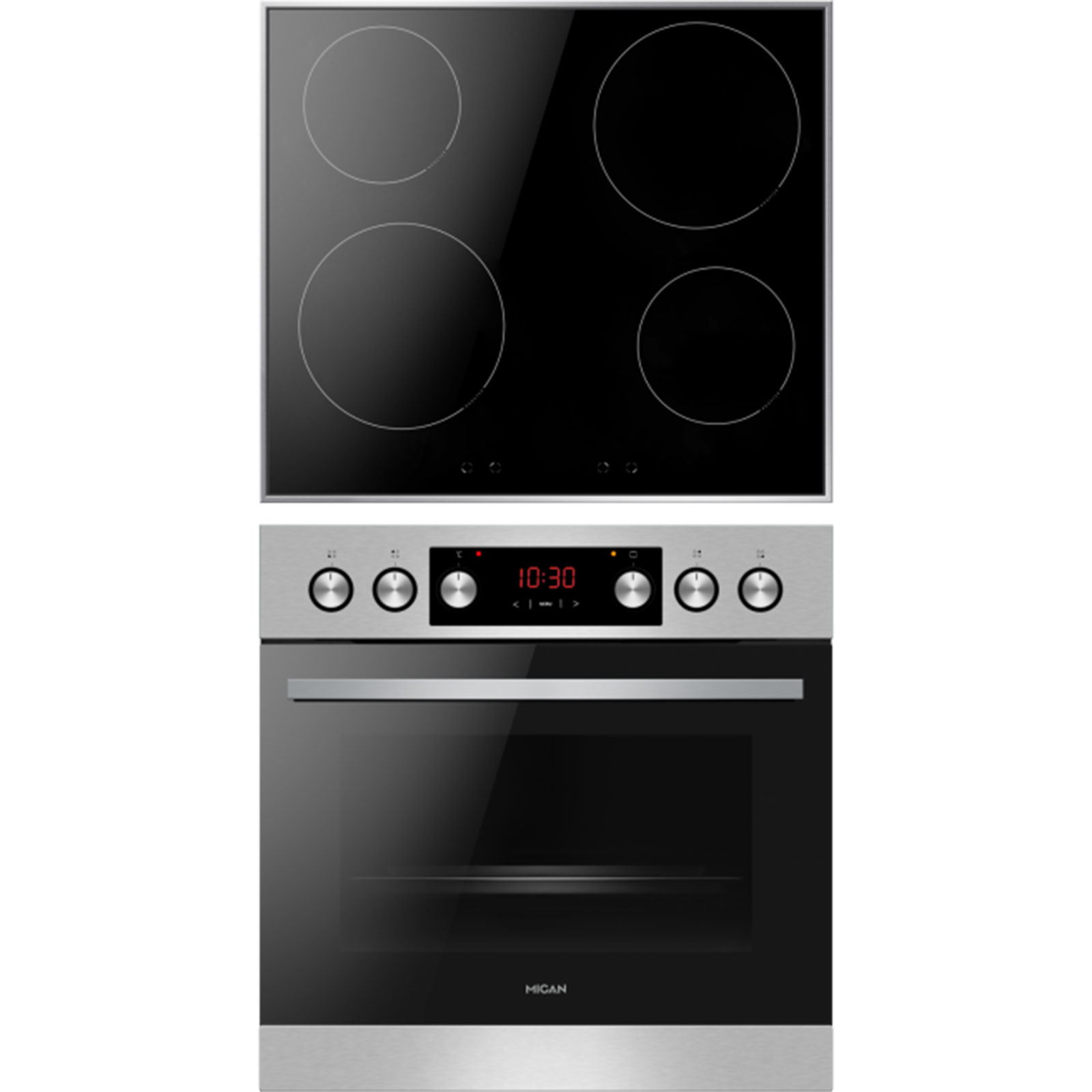 MICAN Einbau-Herdset 90200 - Edelstahl - schwarz - A