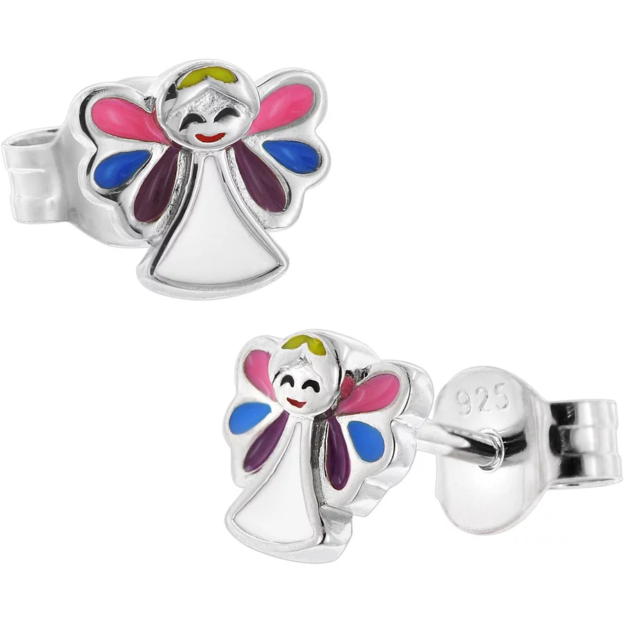 trendor Kinder-Ohrringe Silber 925 Schutzengel Ohrstecker silver