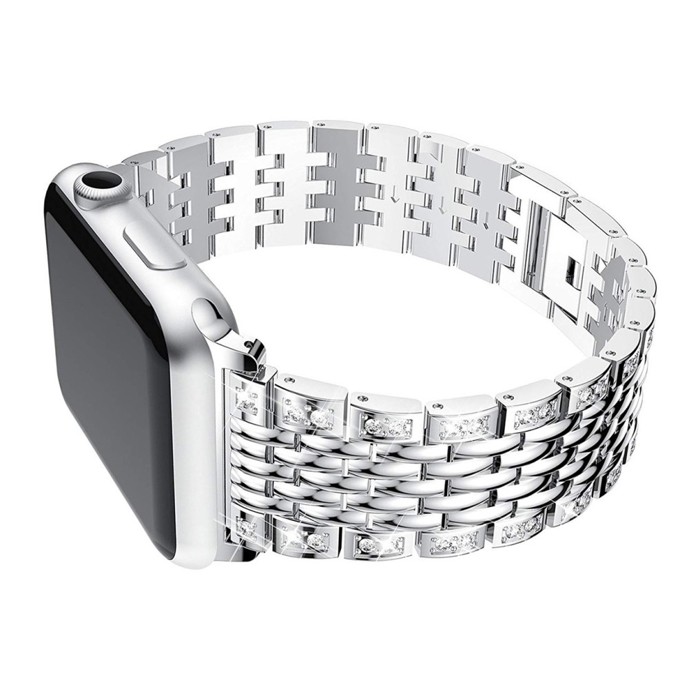 Apple Watch (42/41/40/38 mm) Edelstahl Schmuckarmband mit Glitzersteinen - Silber