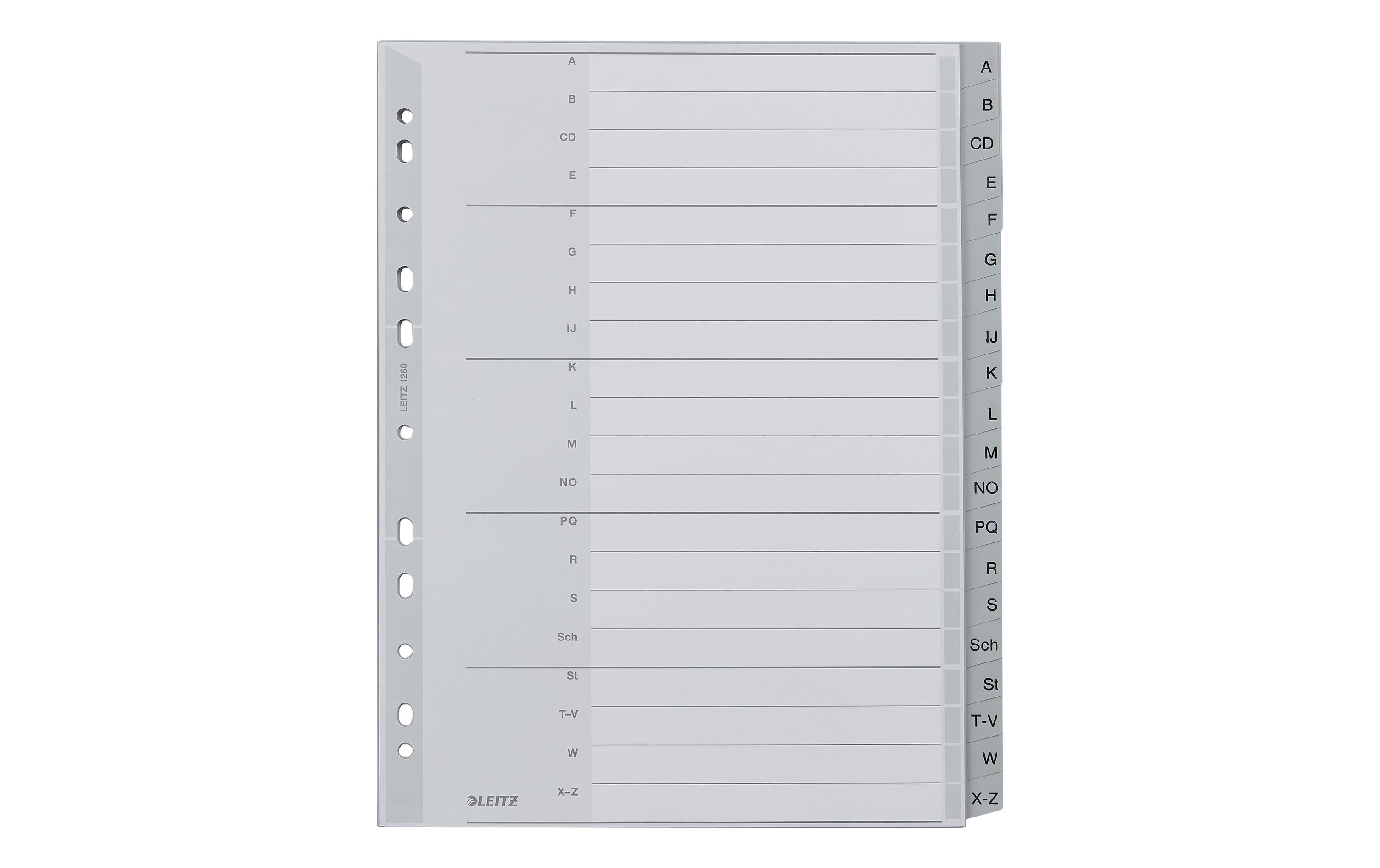 Register A4+, A-Z A-ZPlastikregister mit beschriftbarem Deckblatt aus Karton und Taben