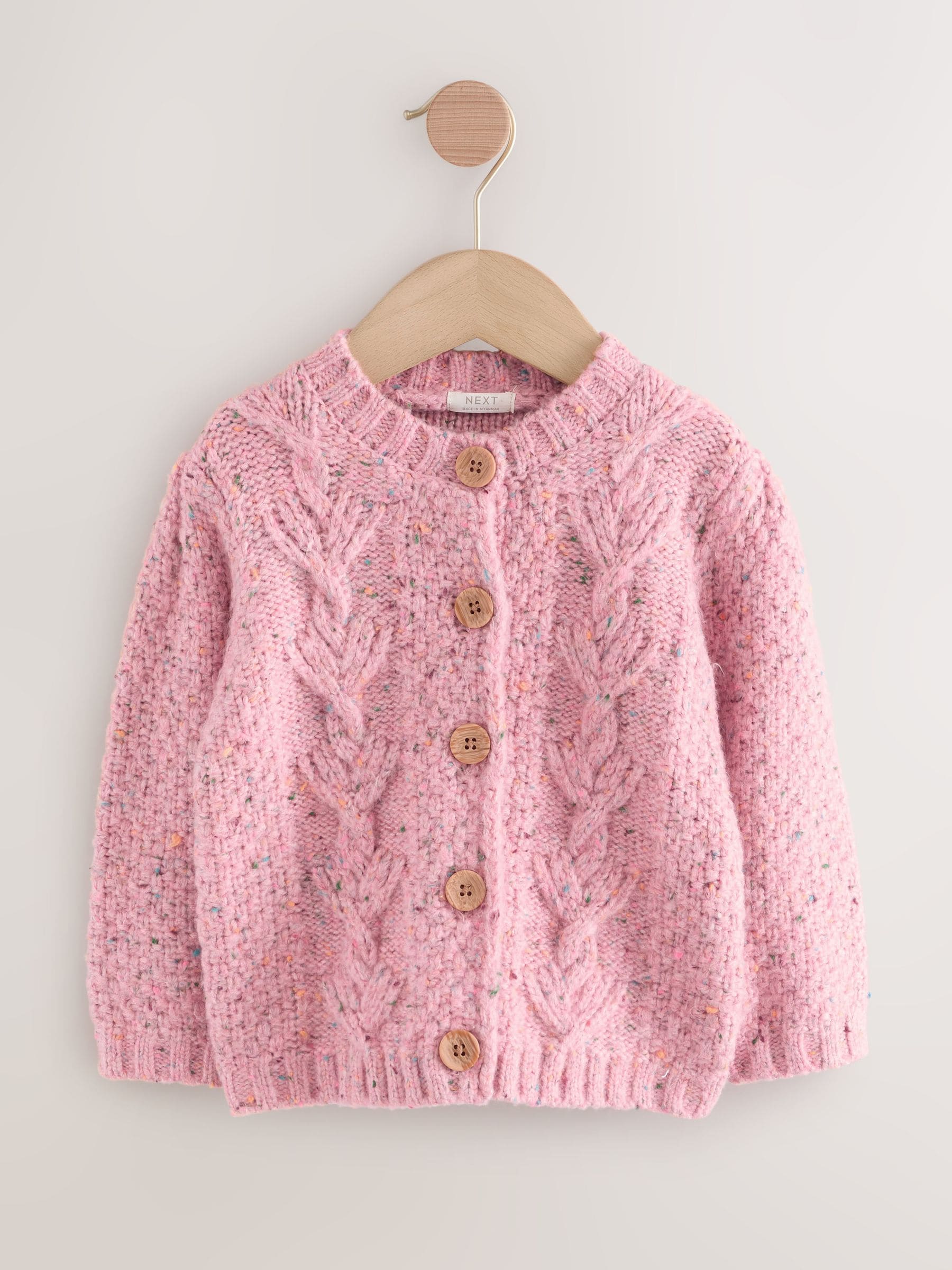 Roze - Grofgebreid gebobbeld vest (3 mnd-10 jr)