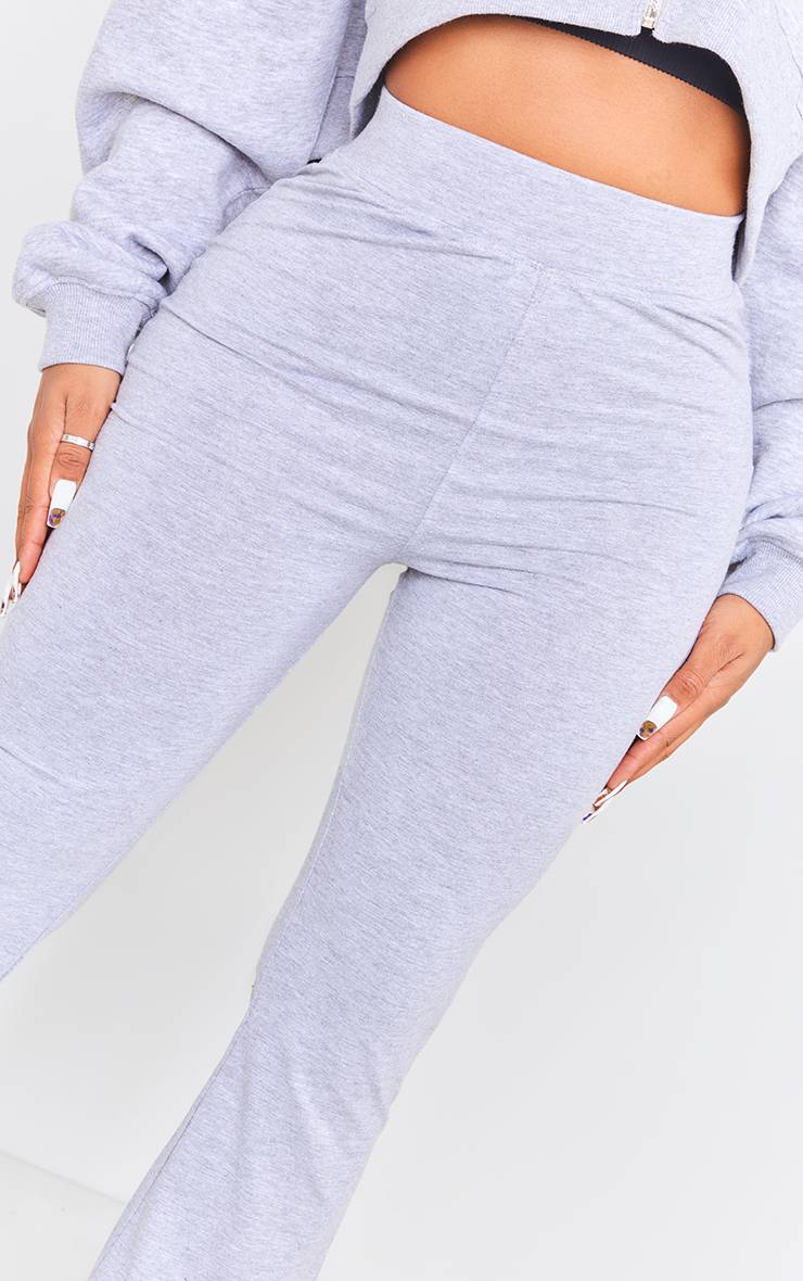 Gris Chiné Pantalon Évasé Taille Haute En Coton Shape