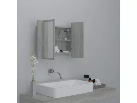 Armoire à miroir LED Sonoma gris 60x12x45 cm Bois d'ingénierie