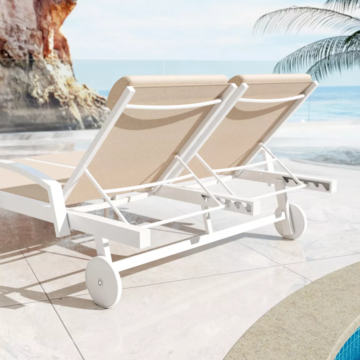 Transat double en aluminium Pirae Ecru