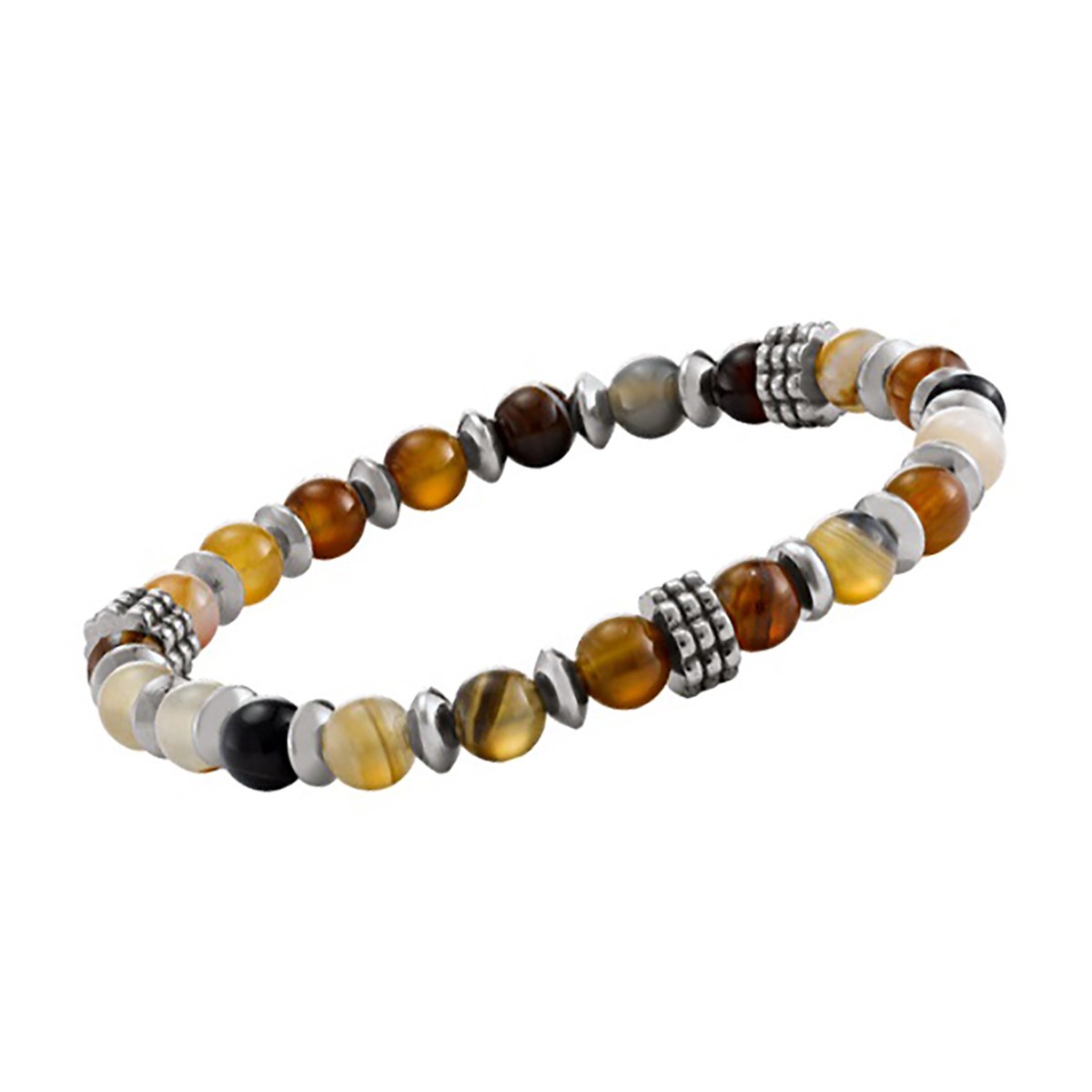 Bracelet homme Jourdan Lewis agate café acier