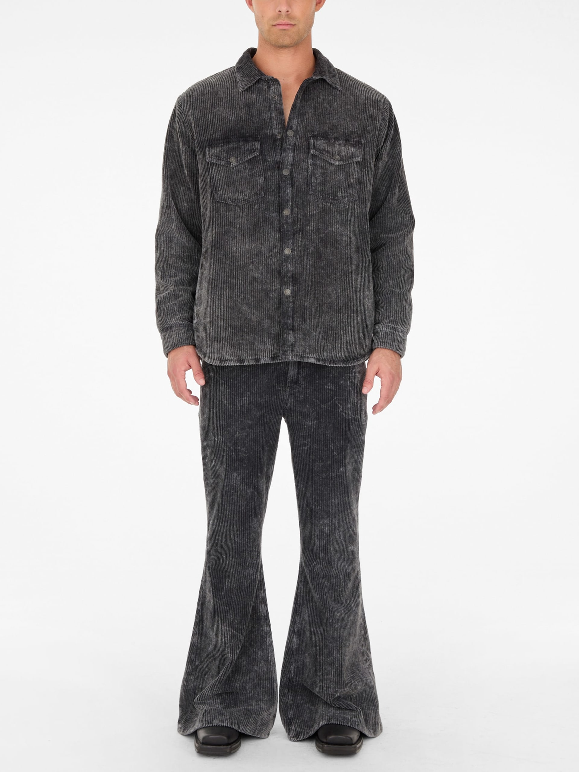 sobrecamisa acolchoada de veludo cotelê