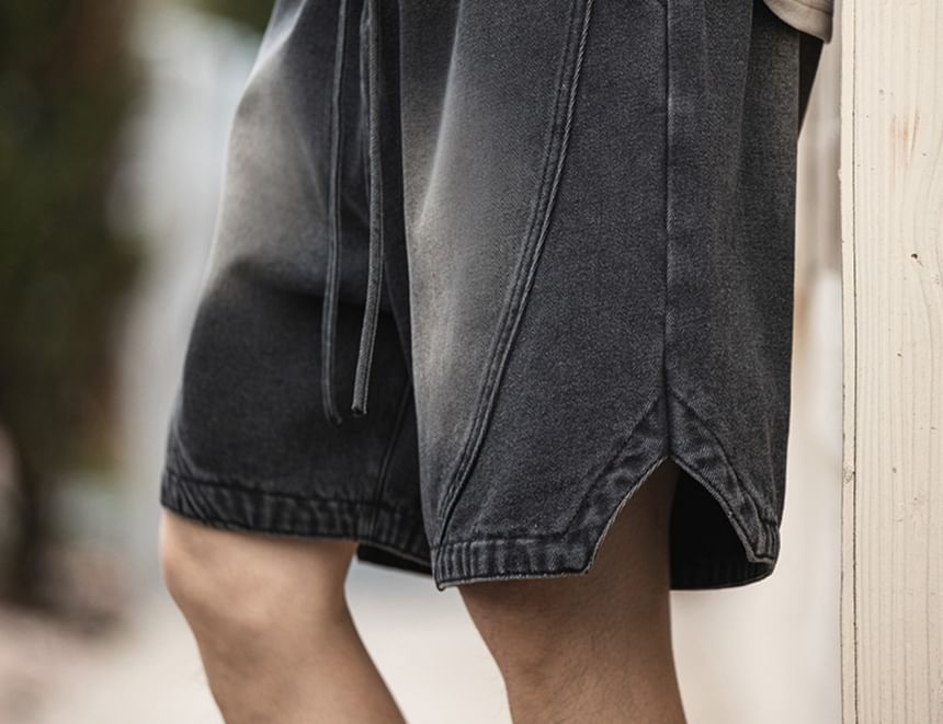 AXEN - Gewassen denim shorts met trekkoordtaille