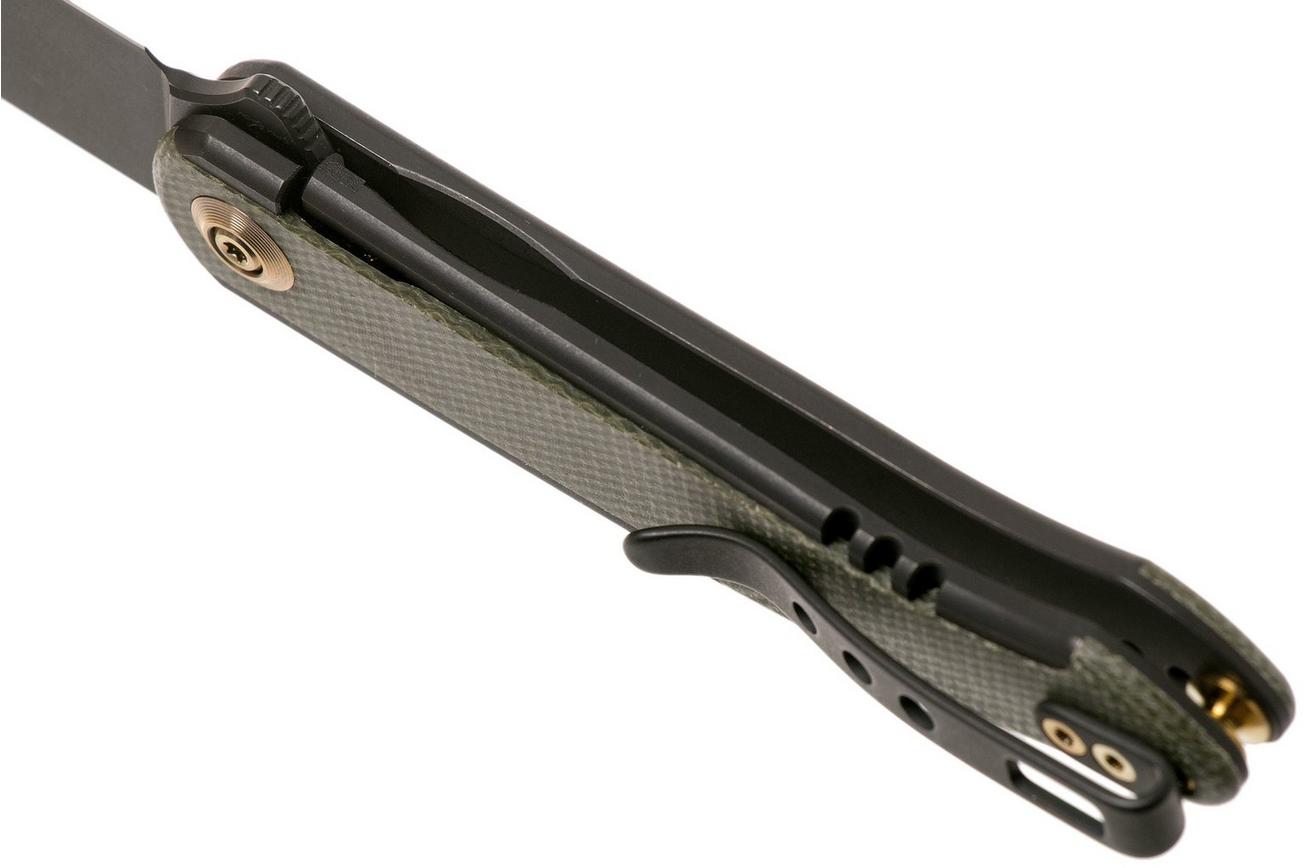 WE Knife Smooth Sentinel WE20043-4 Black Titanium Green Micarta zakmes