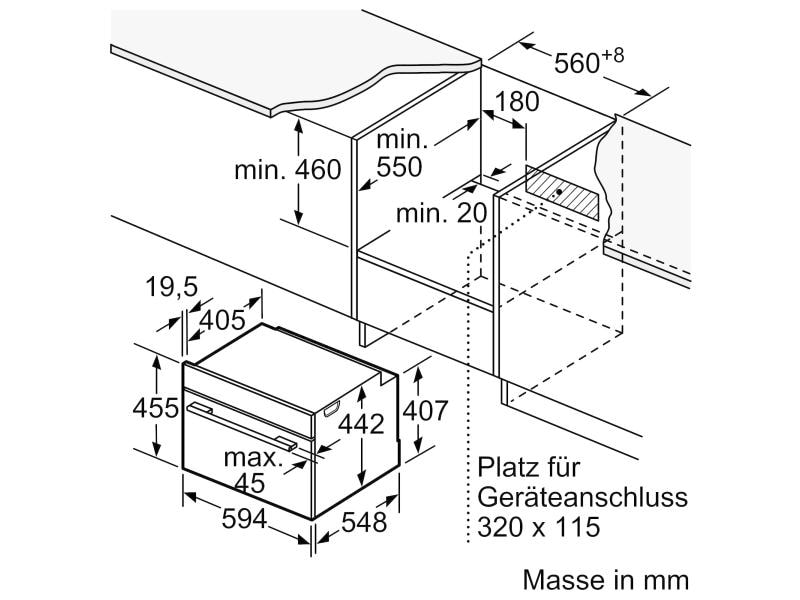 Bosch Einbaubackofen mit Mikrowelle CMG633BB1 Schwarz Kompakter Einbaubackofen mit Mikrowelle