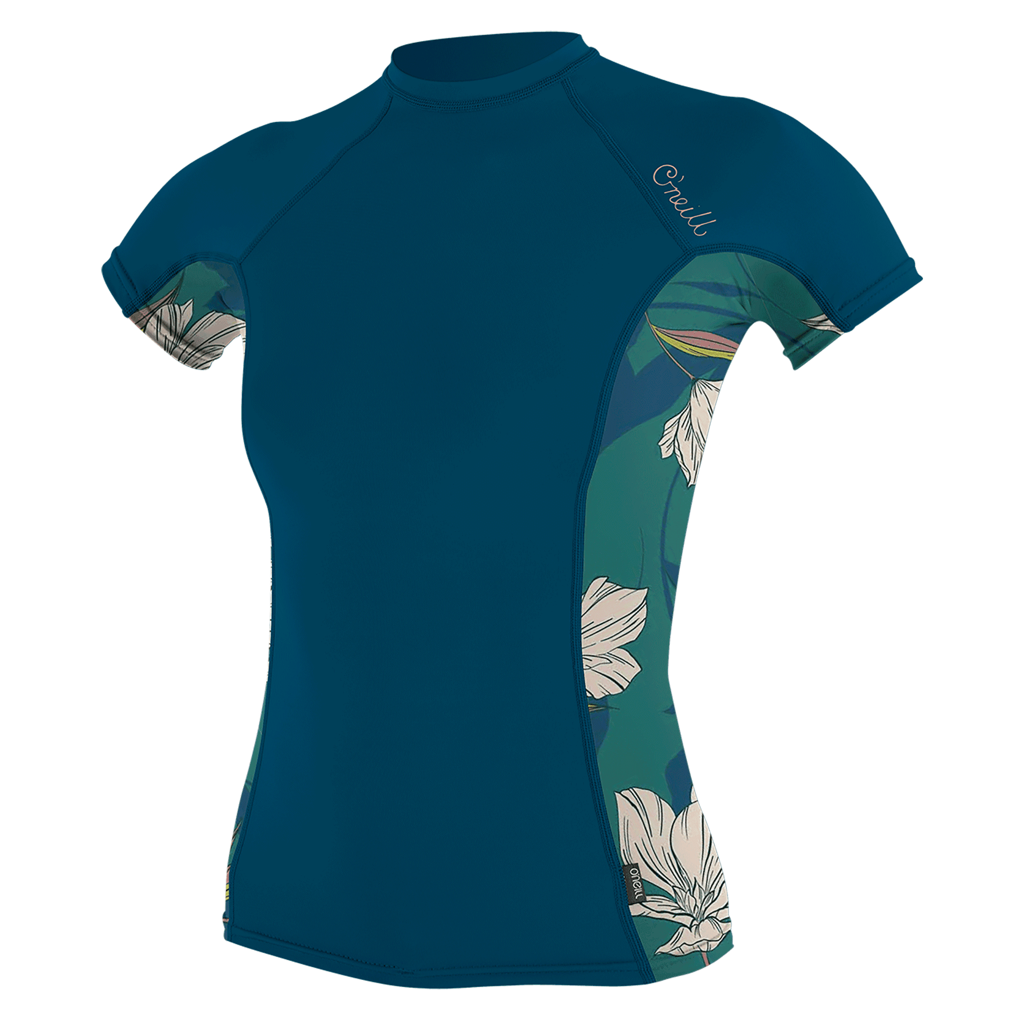 O'Neill Wms Side Print S/S Rash Guard Black / Flo